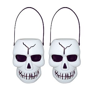 Kit 2 Baldes Caveira com Luz Colorida para Halloween – Ideal para Doces e Decoração