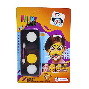 Kit Pintura Facial Tigre Infantil Funny Make Pica Pau Lavável