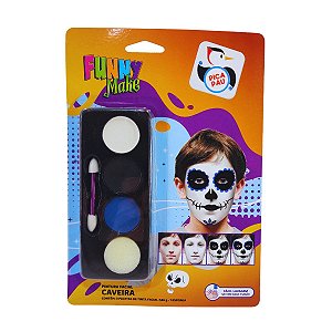 Kit Pintura Facial Caveira Infantil Funny Make Pica Pau Lavável