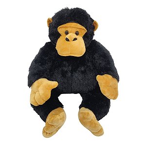 Macaco Gorila de Pelúcia Fizzy Toys Grande Preto com Detalhes Caramelo Super Fofo