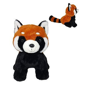 Panda Vermelho de Pelúcia 25cm Fofo com Cauda Listrada Realista