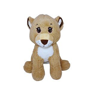 Leoa de Pelúcia Safari 30cm Macia Olhos Bordados Presente Infantil