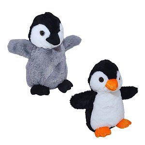 Dupla de Pinguins de Pelúcia Fizzy Toys Decoração e Brincadeira Infantil