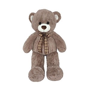Urso de Pelúcia Fizzy Toys 73cm Grafite Pernas Longas com Laço Xadrez