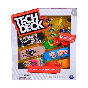 Kit Tech Deck Toy Machine com 6 Fingerboards e Acessórios – Sk8Shop Bonus Pack Sunny