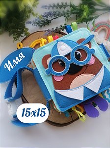 Pagina livro Montessori urso 2 15x15xcm arte com feltro