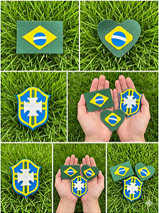Recortes Apliques de Feltro Bandeira do Brasil - 4 unidades