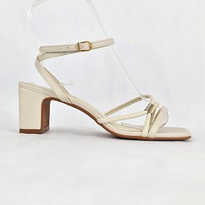 Sandalia off white com salto barra medio Divalentini