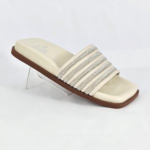 Papete off white fechada tiras strass cristal palmilha anatomica Divalentini