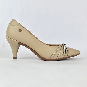 Scarpin nude salto fino linha confort tira strass Eduarda Porto