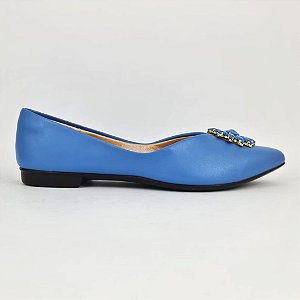 Sapatilha com detalhes pedras Eduarda Porto azul jeans