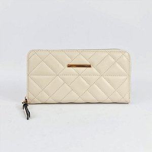 CARTEIRA GRANDE OFF WHITE MATELASSE COM ZIPER WJ