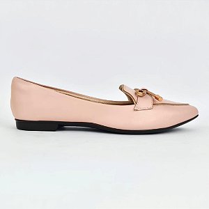 Sapatilha rosé tipo mocassim debrum laço com ponteira cobre Eduarda Porto