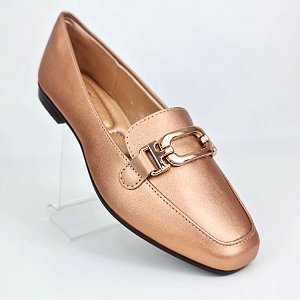 Sapatilha bronze rosé estilo mocassim metal rosé Eduarda Porto