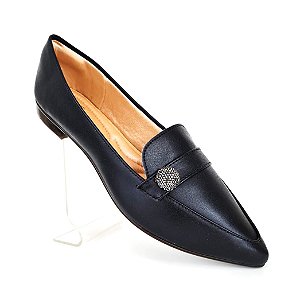 Sapatilha Preta estilo mocassim strass Eduarda Porto