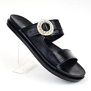 Birken Improviso Preta fivela dourada strass