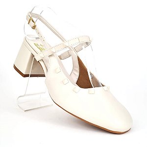 Slingback Off White spike salto quadrado Divalentini