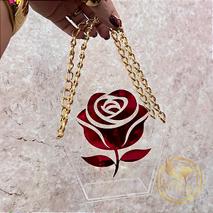 Cesta em Acrílico aplique Rosa 15x16x5