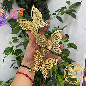 KIT COM 10 BORBOLETAS 3D EM ACRÍLICO 7 X 6,5 CM