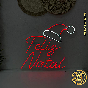 FELIZ NATAL EM LED 52 X 52 CM