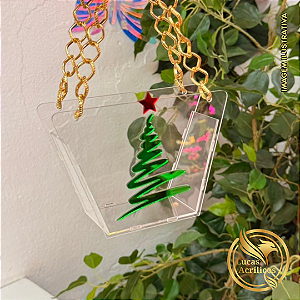 CESTA EM ACRÍLICO ÁRVORE DE NATAL