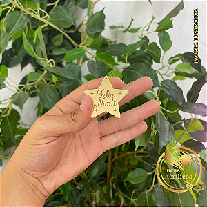 KIT COM 10 TAGS DE NATAL ESTRELA EM ACRÍLICO 4X4CM