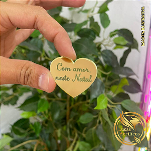 KIT COM 10 TAGS DE NATAL CORAÇÃO EM ACRÍLICO 4X4CM