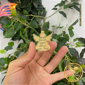 KIT COM 10 TAGS DE NATAL ANJO EM ACRÍLICO 4X4CM
