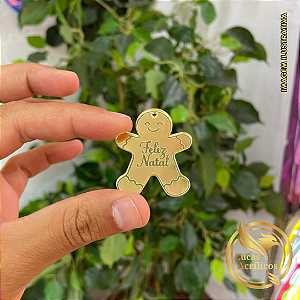 KIT COM 10 TAGS DE NATAL BISCOITO EM ACRÍLICO 4X3,5CM