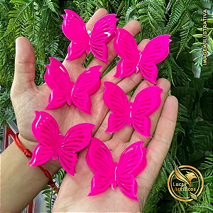 KIT EXCLUSIVO COM 6 BORBOLETAS 3D EM ACRÍLICO 6X5 CM