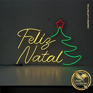 FELIZ NATAL COM ÁRVORE EM LED