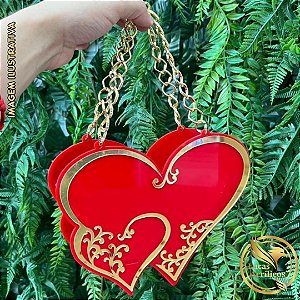 BOLSA CORAÇÃO EM ACRÍLICO COM SOBREPOSIÇÃO 20X15 CM