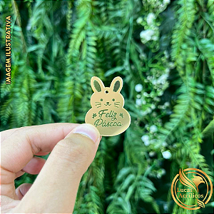 KIT COM 10 TAGS COELHO FELIZ PÁSCOA EM ACRÍLICO 4X3 CM
