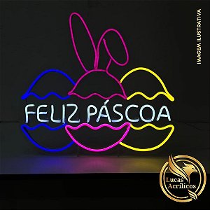 FELIZ PÁSCOA EM LED PERSONALIZADO 40X37 CM