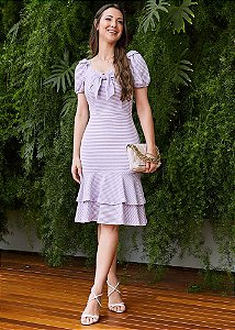 Vestido Loyse com Babado Lilás Tatá Martello