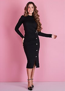 Vestido Sâmela Midi Preto Tatá Martello