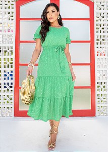 Vestido Viviane com Babado Verde Fagian