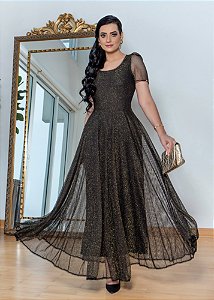 Vestido Longo com Brilho Femy