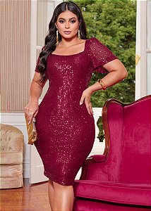 Vestido Justo Paetê Vermelho Viscaya