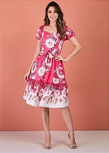 Vestido Sônia Estampado Pink Tatá Martello