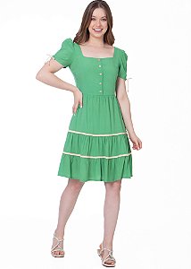 Vestido Midi Evasê Laise Verde Femy - The Place Modas