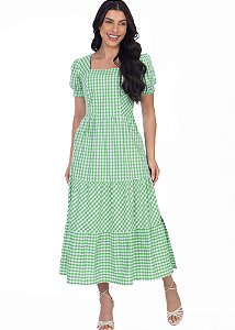 Vestido Antonella Xadrez Verde Hapuk