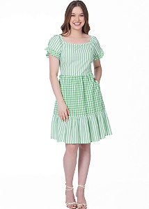 Vestido Débora Evasê Verde Hapuk