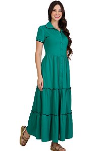 Vestido Yara Longo Gola Polo Verde Hapuk