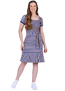 Vestido Súria Listrado Azul Hapuk