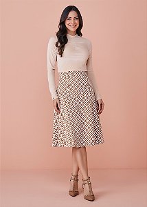 Saia Irene Evasê Estampada Tatá Martello