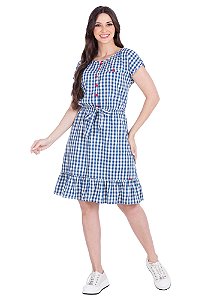 Vestido Candace Xadrez Azul Noite Hapuk