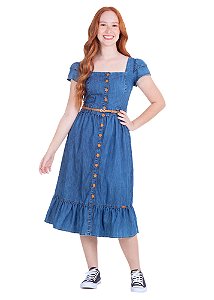 Vestido Madalena Midi Jeans Azul Hapuk