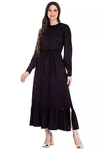 Vestido Donia Manga Longa Preto Hapuk