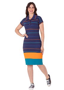 Vestido Keley Justo Listrado Azul Hapuk